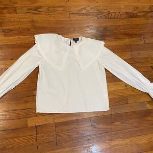 White Peter Pan stitched collar shirt